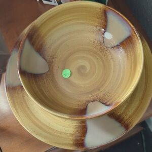 Sango Brown and Cream Ceramic Art Plate